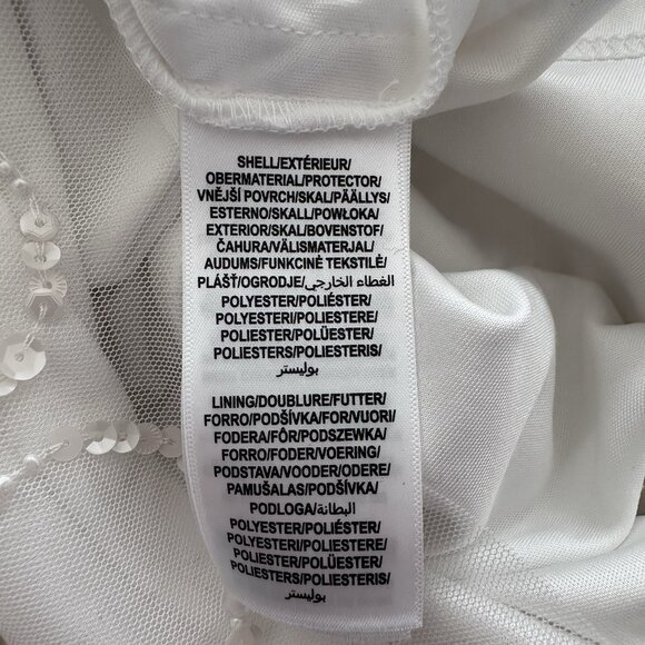 NWT Adrianna Papell White Dress $249 Flutter Sleeve Bridal Shower Women 4 Sequin - Picture 13 of 15